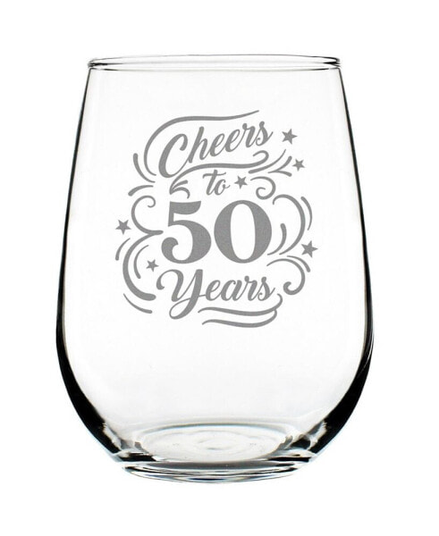 Cheers to 50 Years 50th Anniversary Gifts Stem Less Wine Glass, 17 oz