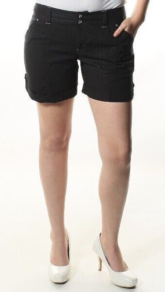 INC International Concepts Women's Tab Cuffed Shorts Black 2