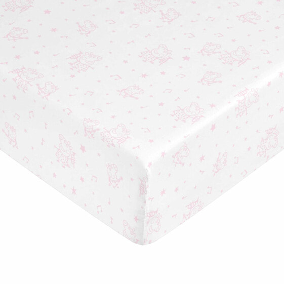 Fitted bottom sheet Peppa Pig White Pink 90 x 200 cm