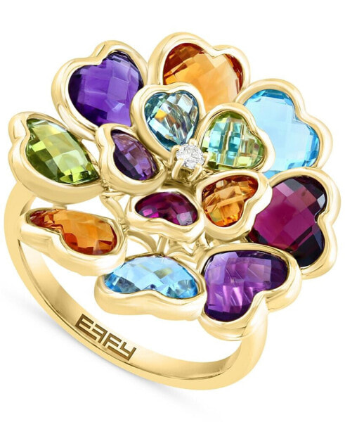 EFFY® Multi-Gemstones (8-3/4 ct. t.w.) & Diamond (1/20 ct. t.w.) Heart Cluster Ring in 14k Gold