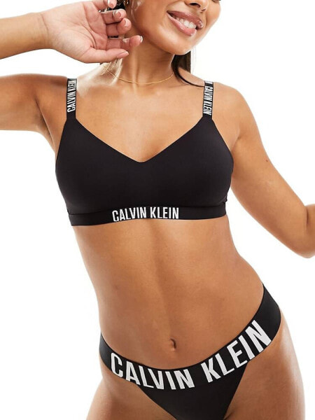 Calvin Klein intense power micro lightly lined crop bralette in black