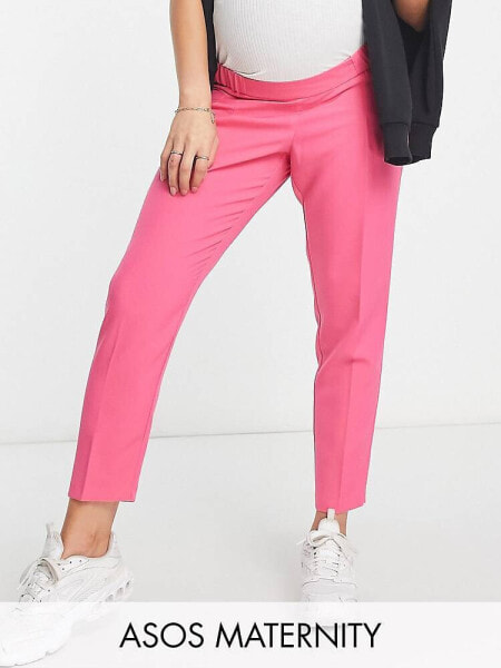 ASOS DESIGN maternity smart tapered trouser in cerise pink