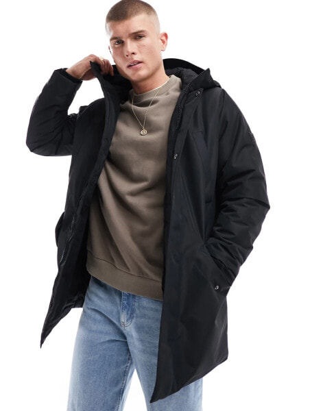 ONLY & SONS waterproof technical parka with hood in black