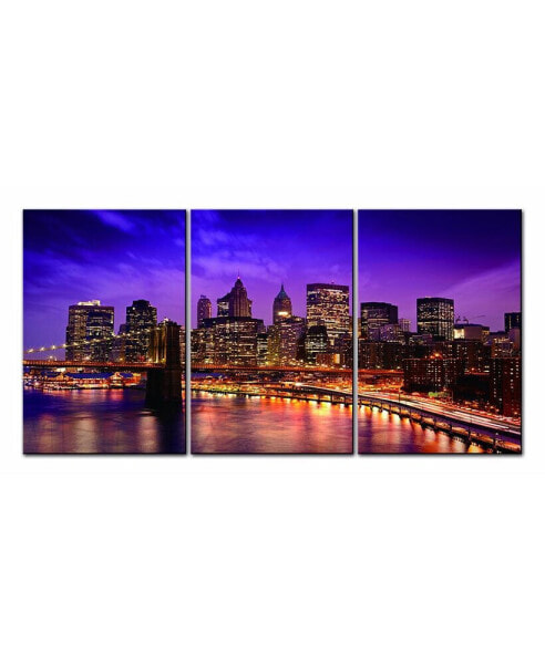 New York Skyline 3 Piece Acrylic Wall Art (36 H X 72 W)