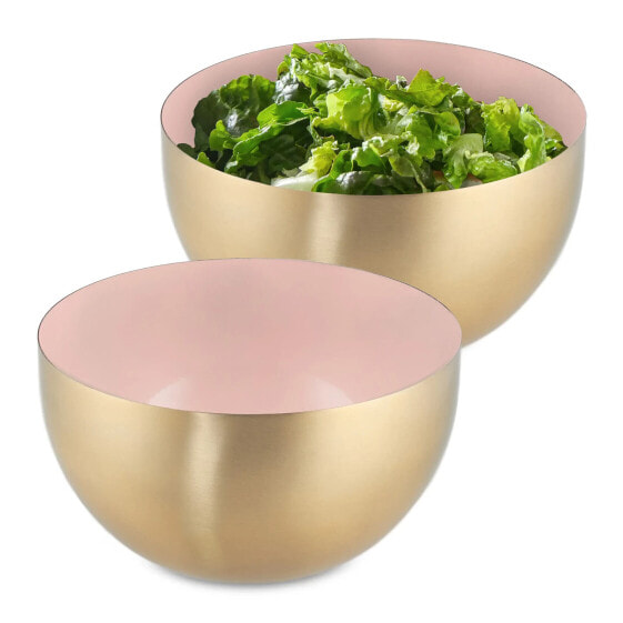 2 x Salatschüssel Edelstahl rosa-gold