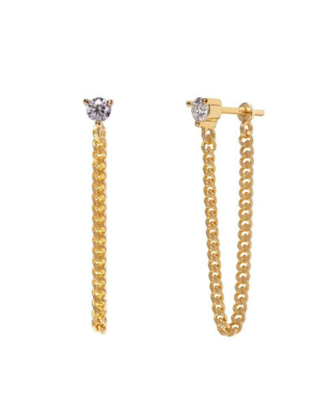 Women's 14K Gold Plated Chained Moissanite Earrings