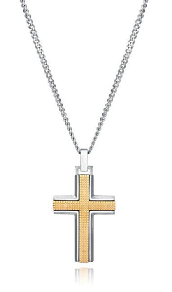 Men´s bicolor necklace with a Magnum cross 75299C01012