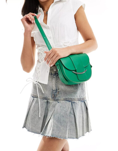 Glamorous crossbody saddle bag in bright green