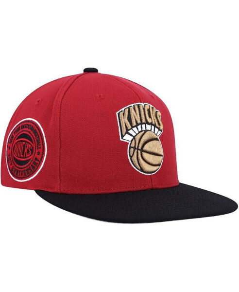 Men's Red, Black New York Knicks Hardwood Classics Free Bird Snapback Hat