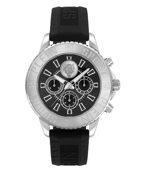 Men's Glam Chrono Chronograph Quartz Black Silicone 44MM