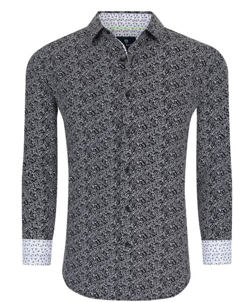 Men's Slim Fit Performance Geometric Button Down Shirt