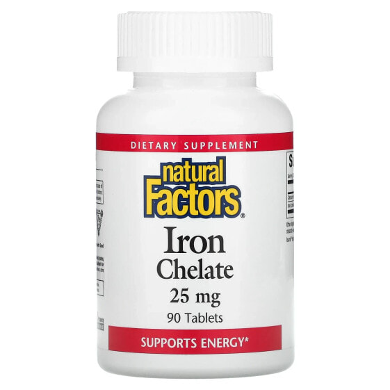 Железные таблетки Natural Factors, Iron Chelate, 25 мг, 90 штук