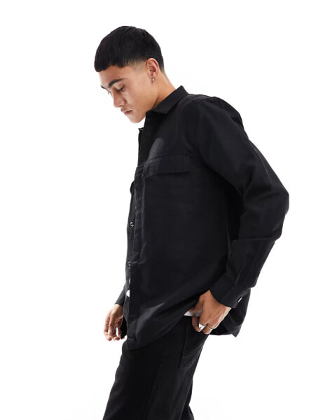 ONLY & SONS faux suede shirt in black