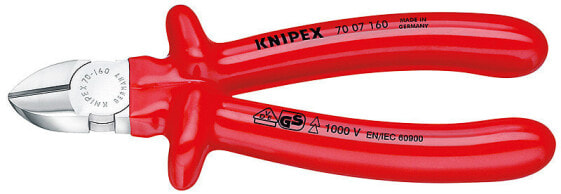 KNIPEX 70 07 160 - Diagonal-cutting pliers - Chromium-vanadium steel - Plastic - Red - 16 cm - 227 g