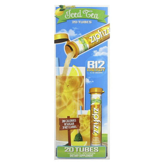 Энергетический напиток с витамином B12 Zipfizz Лимонный 20 тюбиков, 0.39 унции (11 г) каждый