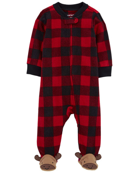 Baby Plaid Fleece Zip-Up Footie Sleep & Play Pajamas NB