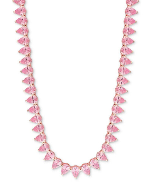 Lab-Grown Pink Sapphire 18" Tennis Necklace (35 ct. t.w.) in Rose-Plated Sterling Silver