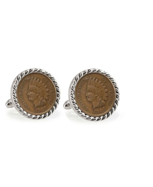 Indian Head Penny Rope Bezel Coin Cuff Links