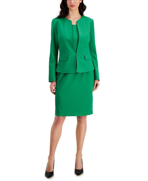 Collarless Dress Suit, Regular & Petite Sizes