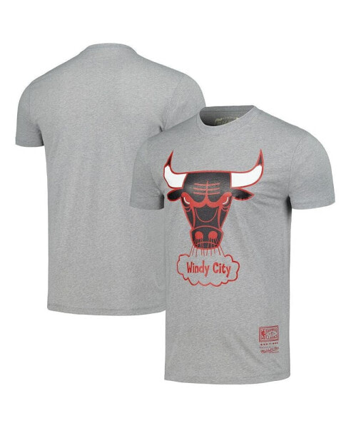 Men's and Women's Gray Chicago Bulls Hardwood Classics MVP Throwback Logo T-shirt