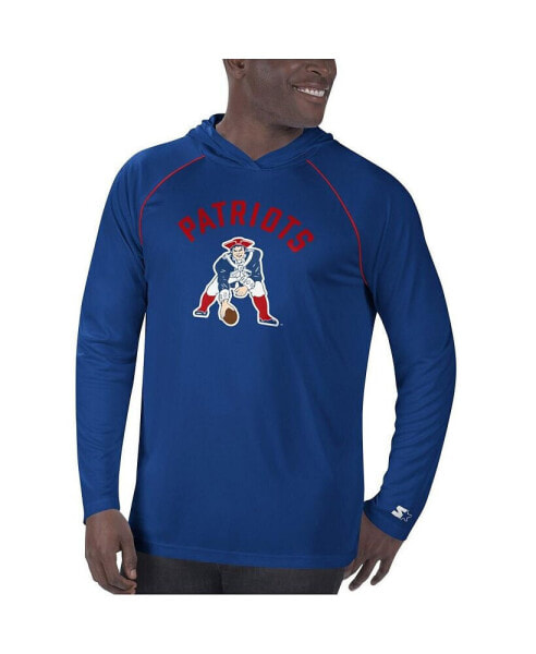 Men's Navy New England Patriots Vintage-Like Logo Raglan Hoodie T-shirt