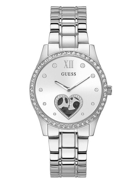 Guess Damen Armbanduhr Be Loved 38 mm Herz auf Zifferblatt Armband Edelstahl GW0380L1