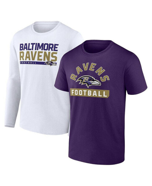 Men's Purple, White Baltimore Ravens Two-Pack 2023 Schedule T-shirt Combo Set