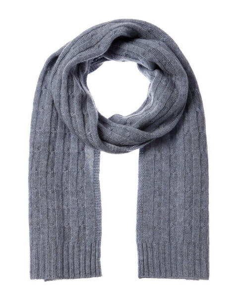 Qi Cashmere Cable Stitch Cashmere Scarf Men's Blue Os