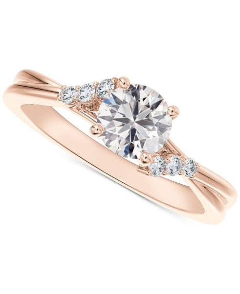 Diamond Round-Cut Twisted Band Engagement Ring (1/2 ct. t.w.) in 14k Rose Gold