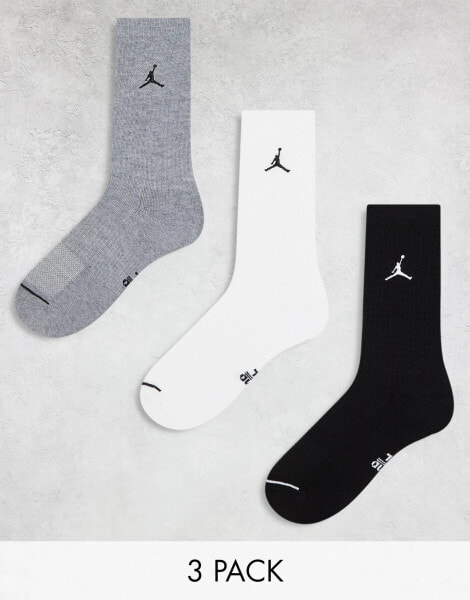 Jordan 3 pack everyday cushion socks in grey multi