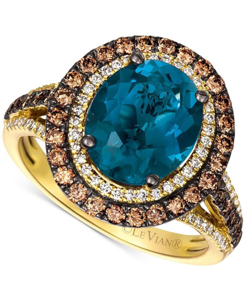 Deep Sea Blue Topaz (4 ct. t.w.) & Diamond (7/8 ct.t.w.) Statement Ring in 14k Rose Gold (Also in Opal, Citrine, Amethyst, Garnet & Mint Julep Quartz)