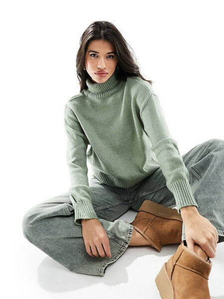 Missyempire exclusive roll neck jumper in sage green