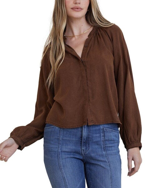 Bella Dahl Shirred Raglan Shirt Women's Xs