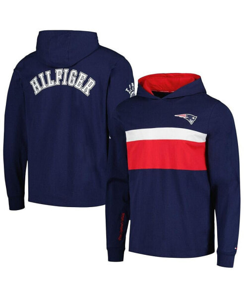 Men's Navy New England Patriots Morgan Long Sleeve Hoodie T-shirt