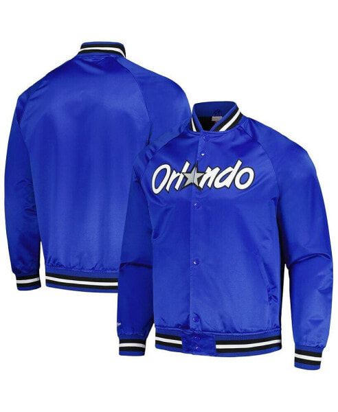 Men's Blue Orlando Magic Hardwood Classics Throwback Wordmark Raglan Full-Snap Jacket