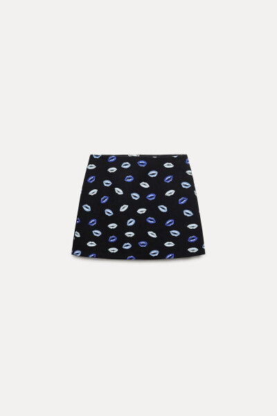 Короткая юбка из ткани с принтом — zw collection ZARA