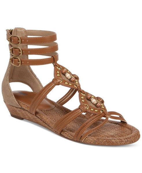 Danica Beaded Demi-Wedge Gladiator Sandals