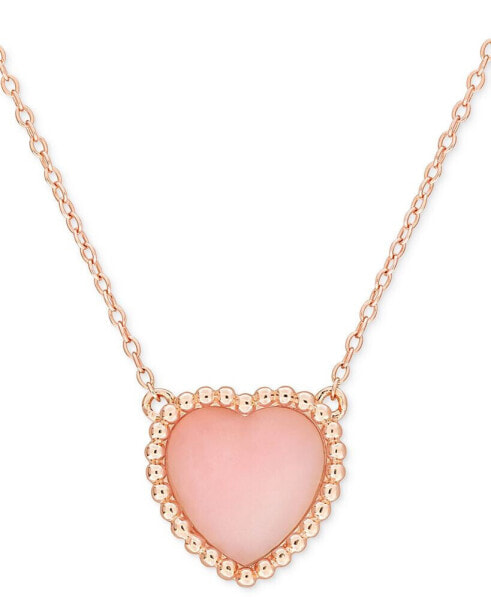 Macy's pink Opal (5 ct. t.w.) Heart Bead Frame 17" Pendant Necklace in Rose-Plated Sterling Silver