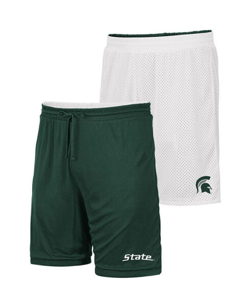 Men's White, Green Michigan State Spartans Wiggum Reversible Shorts