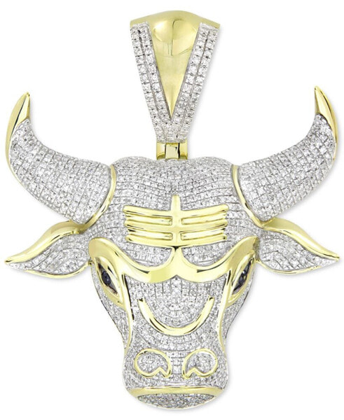 Ожерелье Macy's White & Black Diamond Bull Pendant, 10k Gold.