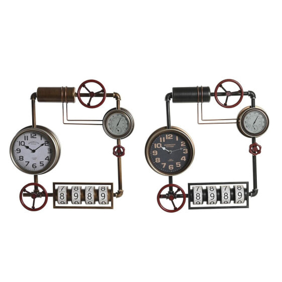 Настенное часы DKD Home Decor 57 x 9,5 x 57 cm Стеклянный Красный Чёрный Позолоченный Железо Vintage (2 штук)
