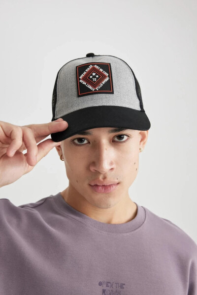 Erkek Etiket Baskılı Beyzbol Basketbol Şapkası B8008AX24SM