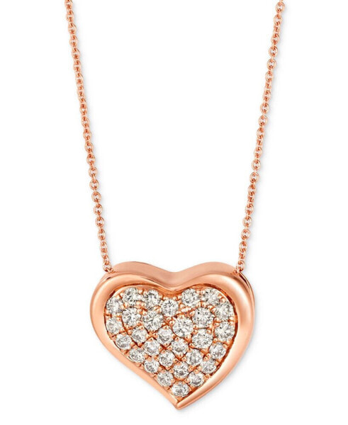 Le Vian gODIVA x Le Vian® Nude Diamond Heart Adjustable 20" Pendant Necklace (3/4 ct. t.w.) in 14k Rose Gold