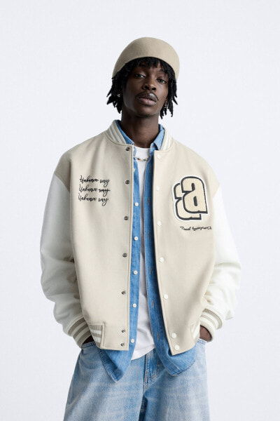 Bomber jacket with patches