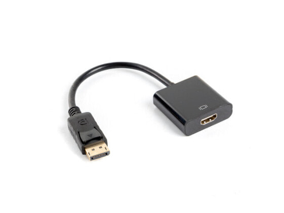 Lanberg AD-0009-BK - 0.1 m - DisplayPort - HDMI Type A (Standard) - Male - Female - Gold