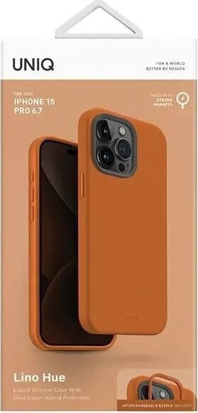 Uniq UNIQ etui Lino Hue iPhone 15 Pro Max 6.7" Magclick Charging pomarańczowy/sunset orange