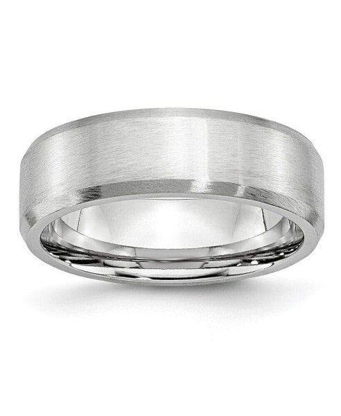 Cobalt Beveled Edge Satin Wedding Band Ring