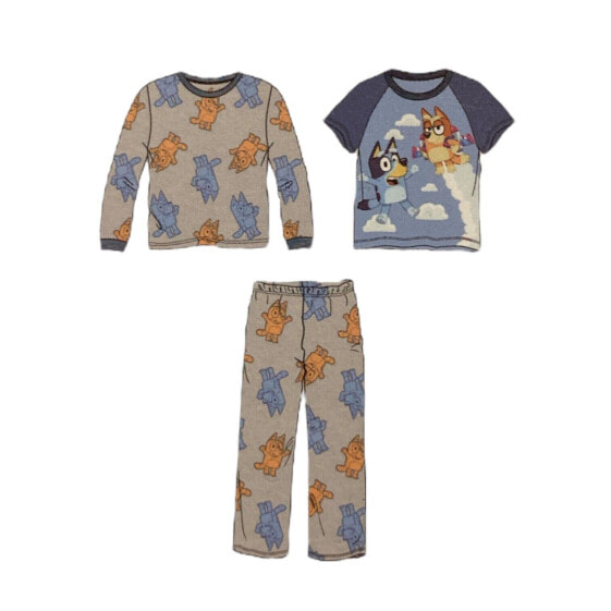 Ludo Studios Bluey 3 Piece Long and Short Sleeve Cotton Pajama Set