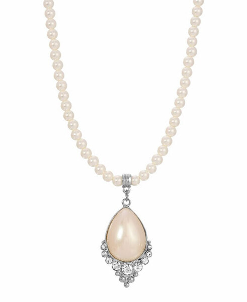 2028 women's Crystal and Imitaion Pearl Teardrop Necklace