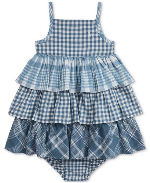 Baby Girls Tiered Cotton Madras Dress